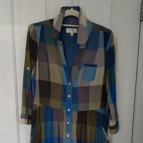 Anthropologie Blue and Green Plaid Dress - Picture 4 of 7